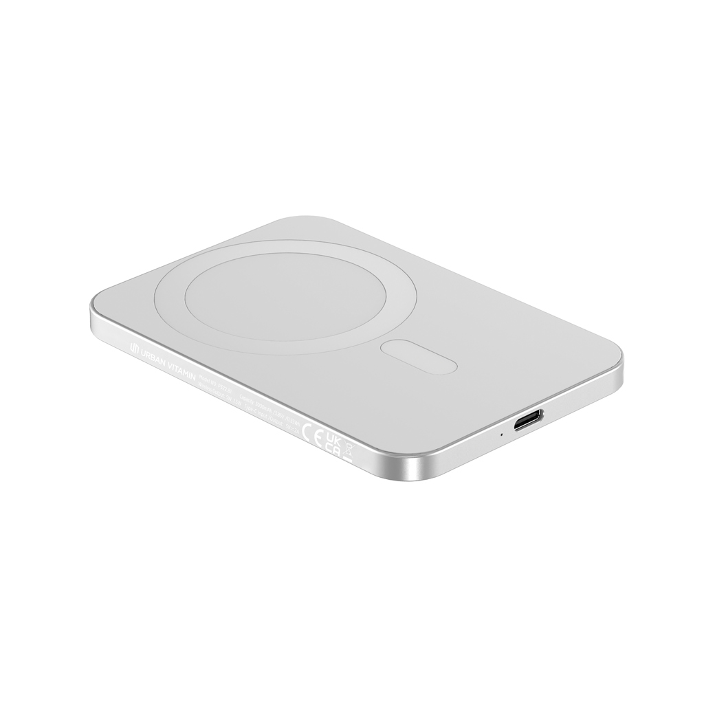 Urban Vitamin Burbank Magnet-Powerbank 3000mAh aus recyceltem Aluminium und ABS – bedruckbar als Werbegeschenk