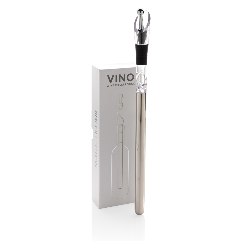 Vino Weinkühler-Stab aus Edelstahl mit Belüfter – bedruckbar von XD Collection Vino Weinkühler-Stab aus Edelstahl mit Belüfter – bedruckbar von XD Collection