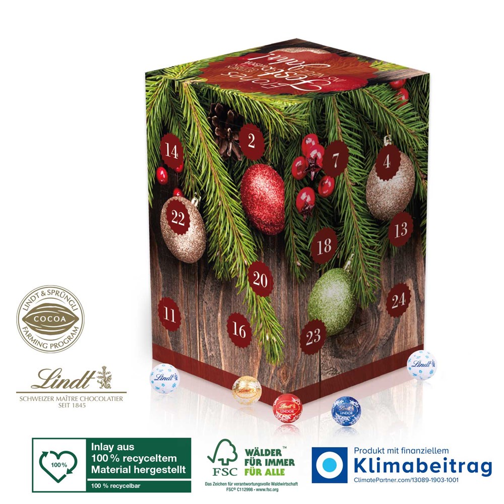 Advent Cube XL mit Lindt & Logo – Recycelt & Werbestark