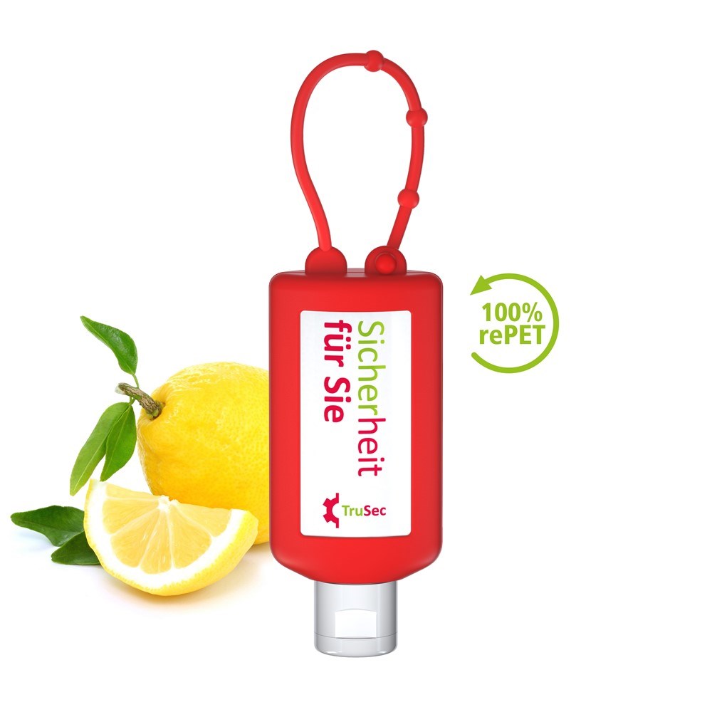 Handhygiene Gel Rot: Perfektes Event-Giveaway mit Logo, aus rPET