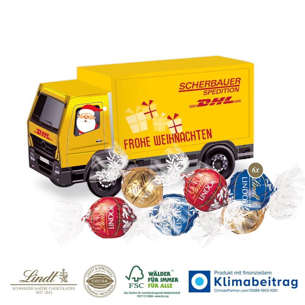 3D Genuss-LKW: Individuelles Firmenpräsent mit Lindt Schokolade