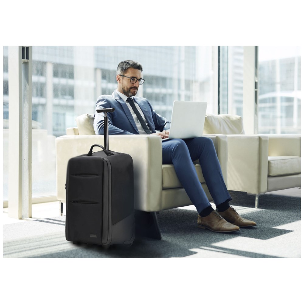 Laptop-Trolley-Rucksack aus rPET Schwarz – Innovativer Eventbegleiter mit Logo