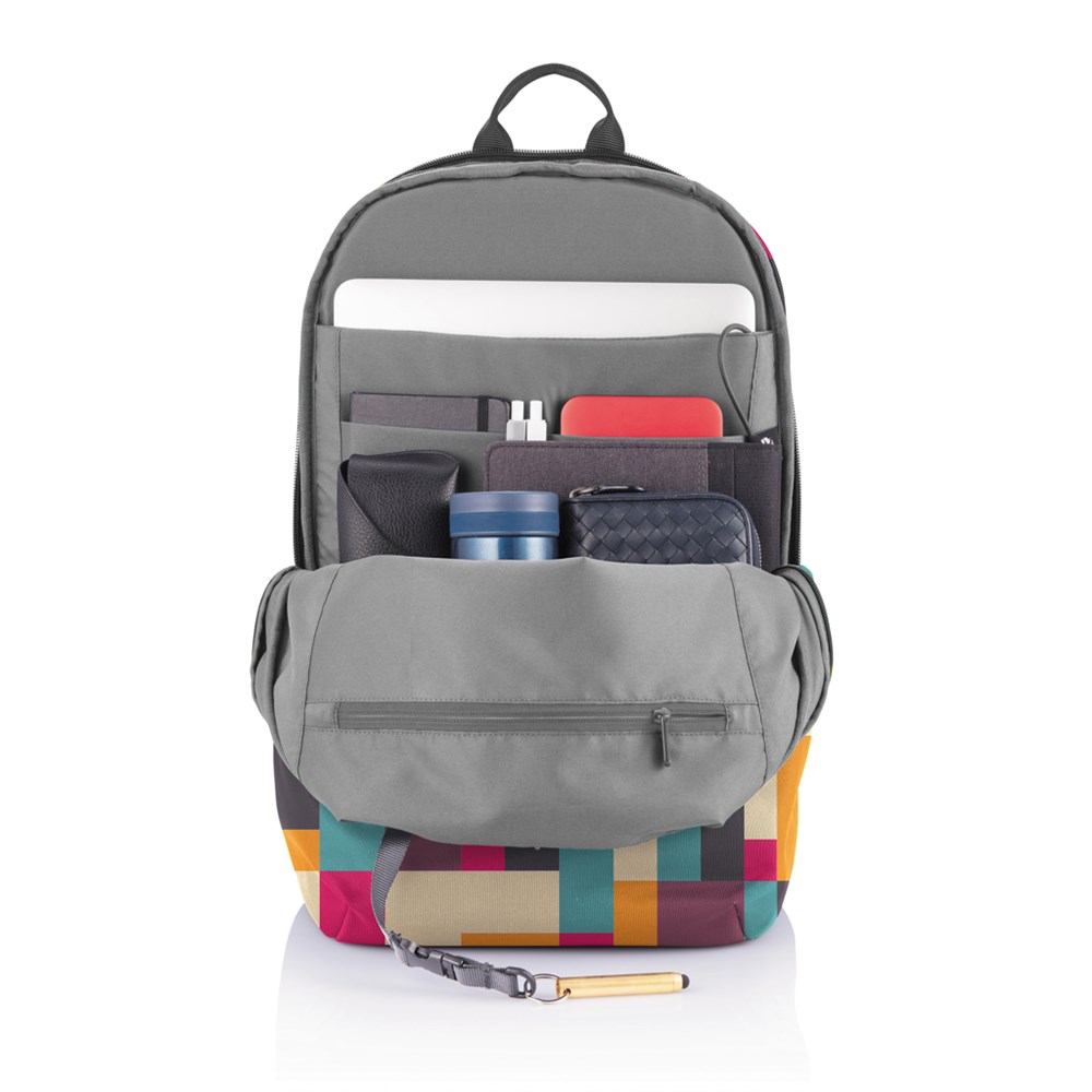 Bobby Soft Art Rucksack schwarz – Praktisches Werbegeschenk mit RFID-Schutz und USB-Ladeanschluss