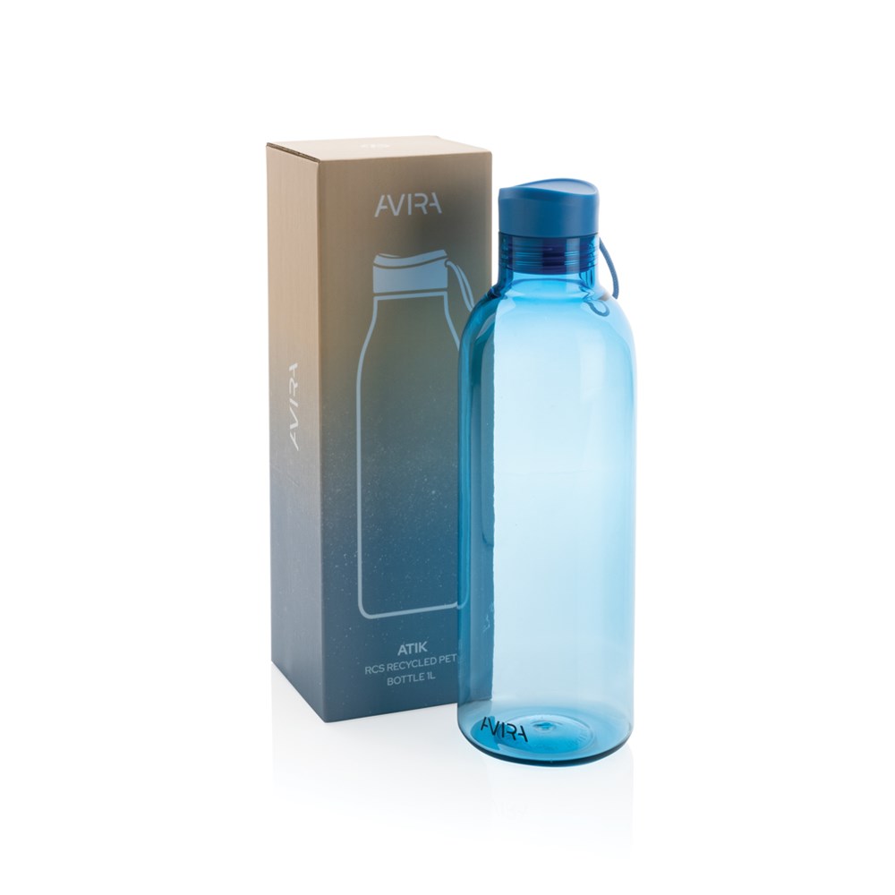 Atik RCS Flasche 1L RPET Blau – Elegantes Werbegeschenk für Events