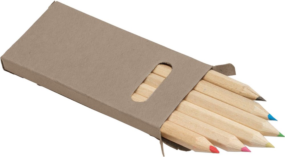 Farbenfrohes Buntstifte-Set 6-tlg. Gigi in recycelter Box – Perfektes Werbegeschenk!