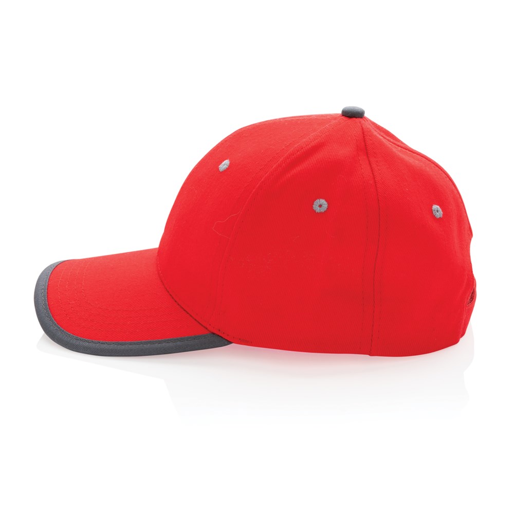 Impact AWARE 6 Panel Kontrast-Cap dunkel-grau - Innovatives Werbegeschenk mit Logo