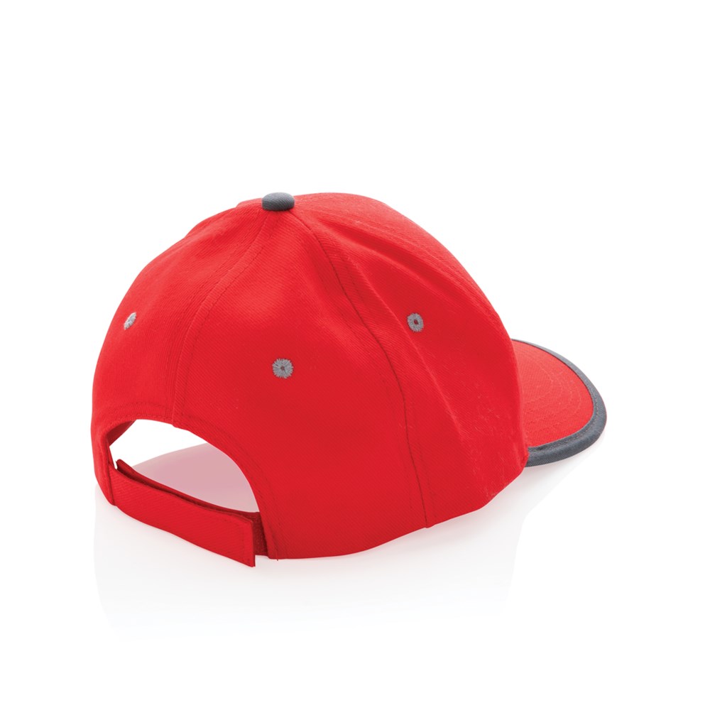 Impact AWARE 6 Panel Kontrast-Cap dunkel-grau - Innovatives Werbegeschenk mit Logo