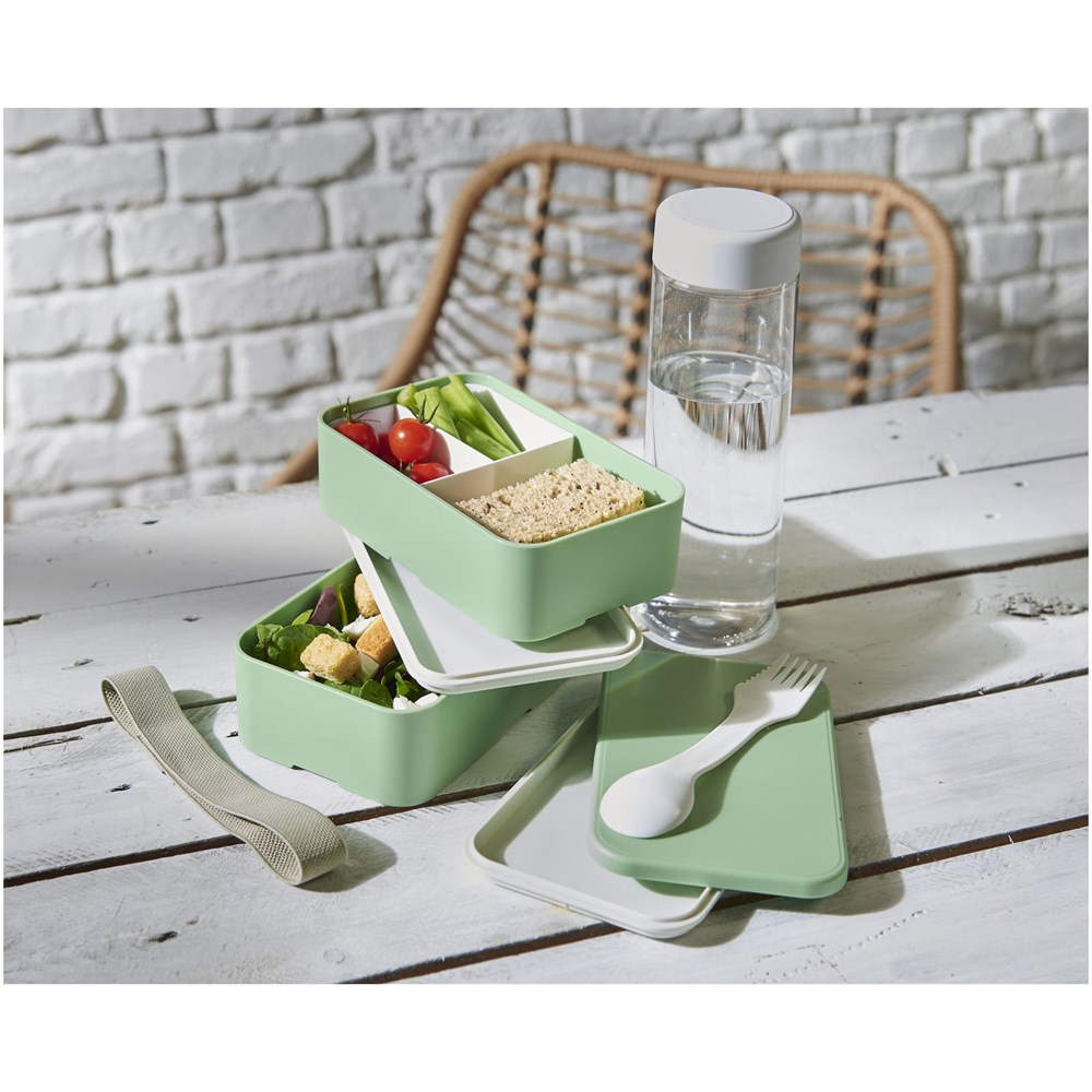 MIYO Renew Doppel-Lunchbox aus Zuckerrohr – Ideal als Event-Werbegeschenk