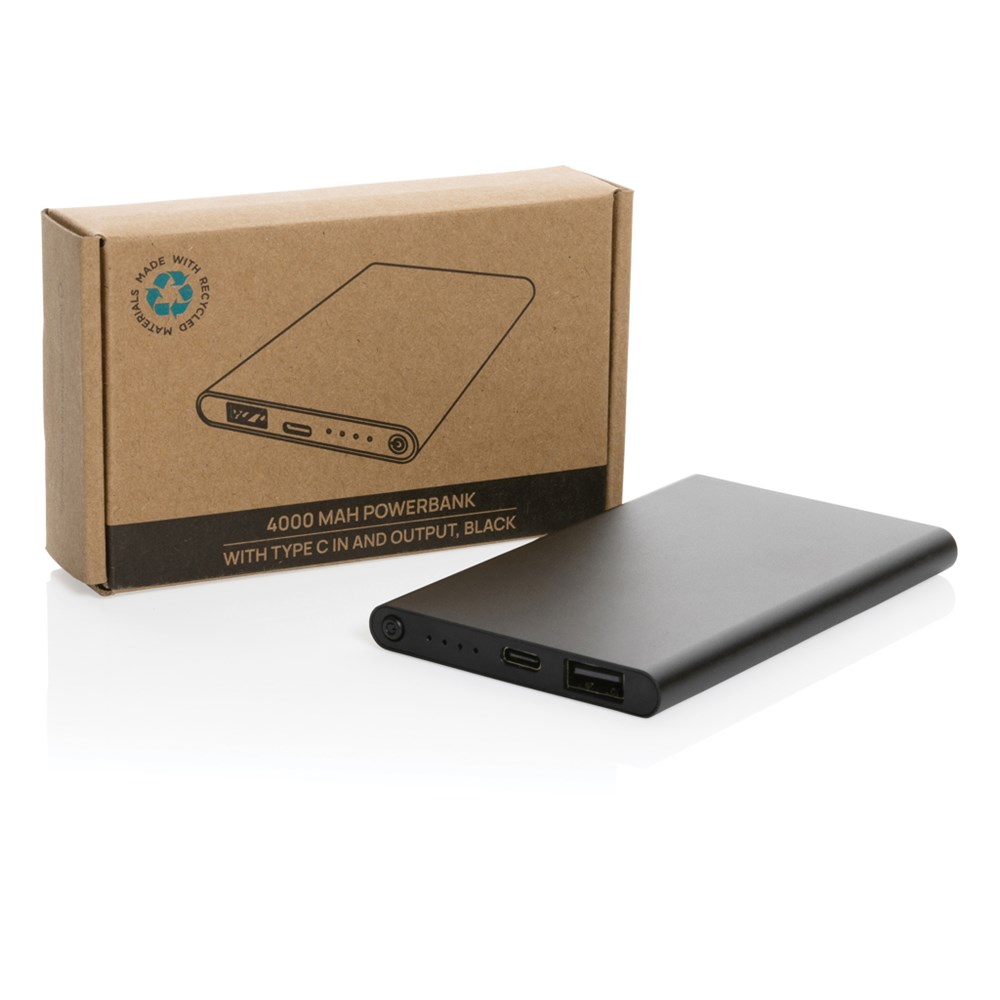 Powerbank RecycAlu 4000mAh, flach – Ideales Werbegeschenk mit Logo