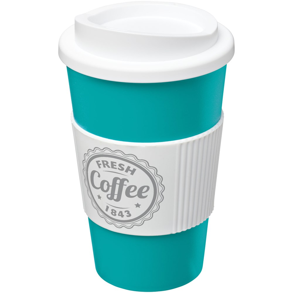 Americano® 350 ml Werbebecher mit BPA-freiem Silikonring - Logo-Highlight