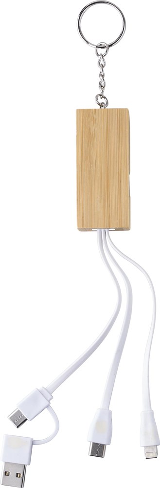Bambus-Ladekabel-Schlüsselanhänger Sutton – Perfektes Werbegeschenk mit Logo