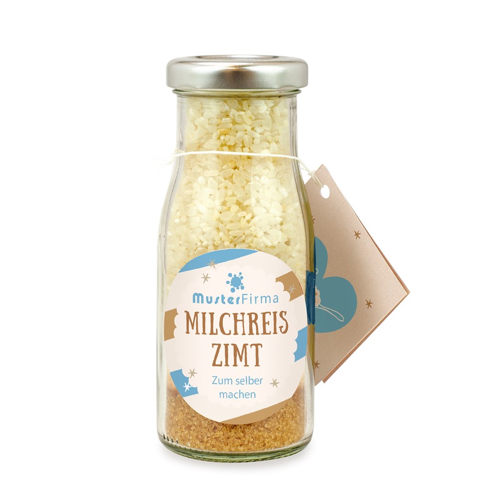 Winterzauber Milchreis Zimt DIY Flasche – Interaktives Event-Geschenk mit Logo