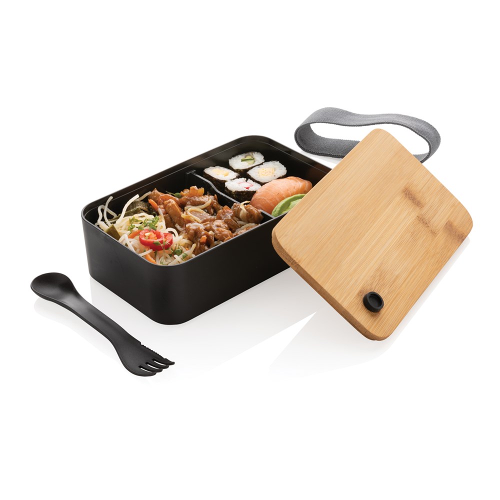 Bambusdeckel Lunchbox 0,7L RCS RPET - Attraktives Event-Geschenk mit Logo