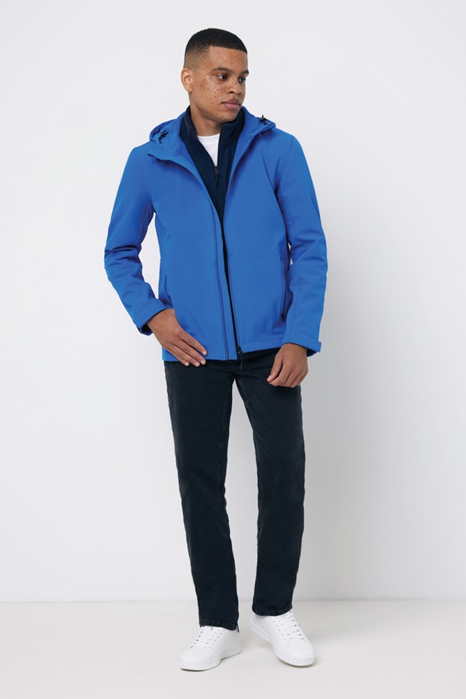 Makalu Herren Softshelljacke Blau aus recyceltem Polyester – Exklusives Werbegeschenk für Events