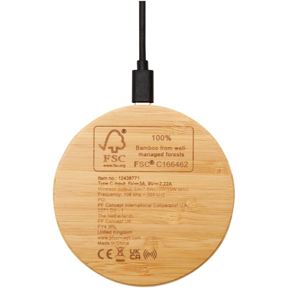 BambooCharge 15W Qi-Ladepad – Edles Werbepräsent mit Logooption