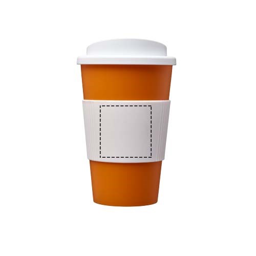 Americano® 350 ml Werbe-Isolierbecher mit farbigem Silikonring, BPA-frei