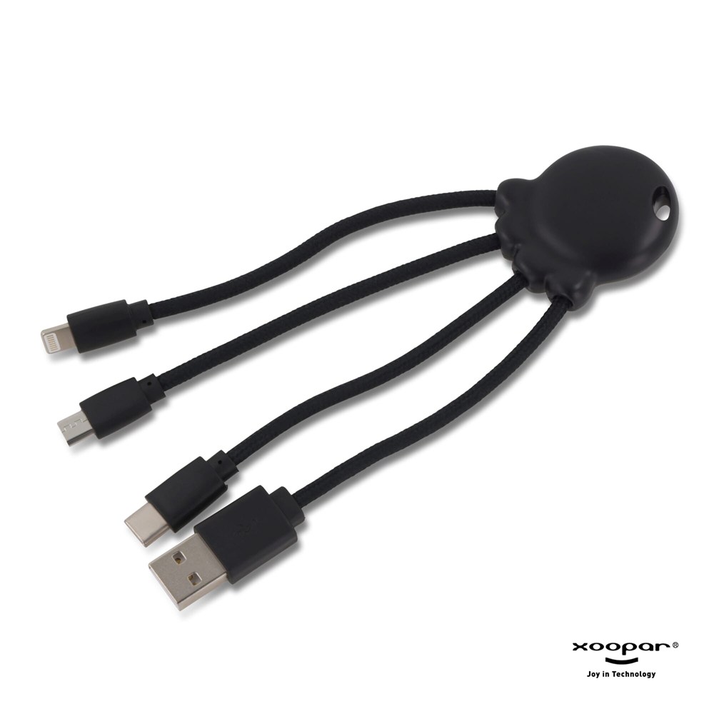 2087 | Xoopar Octopus Multiladekabel aus recyceltem Material – Praktisches Werbegeschenk mit Logo 2087 | Xoopar Octopus Multiladekabel aus recyceltem Material – Praktisches Werbegeschenk mit Logo