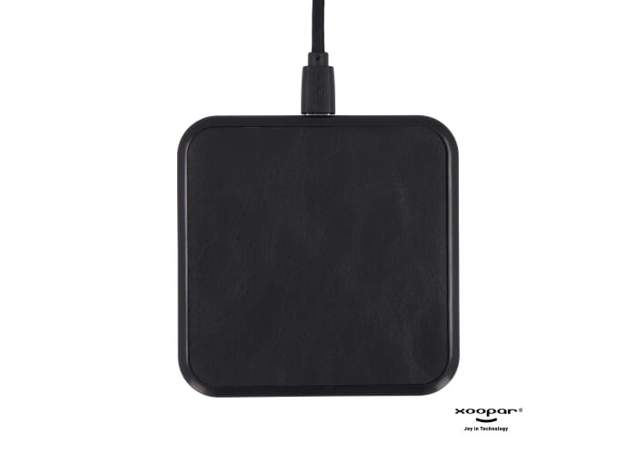 Xoopar Iné 15W Wireless Charger aus recyceltem Leder – Ideal als Werbegeschenk mit Logo