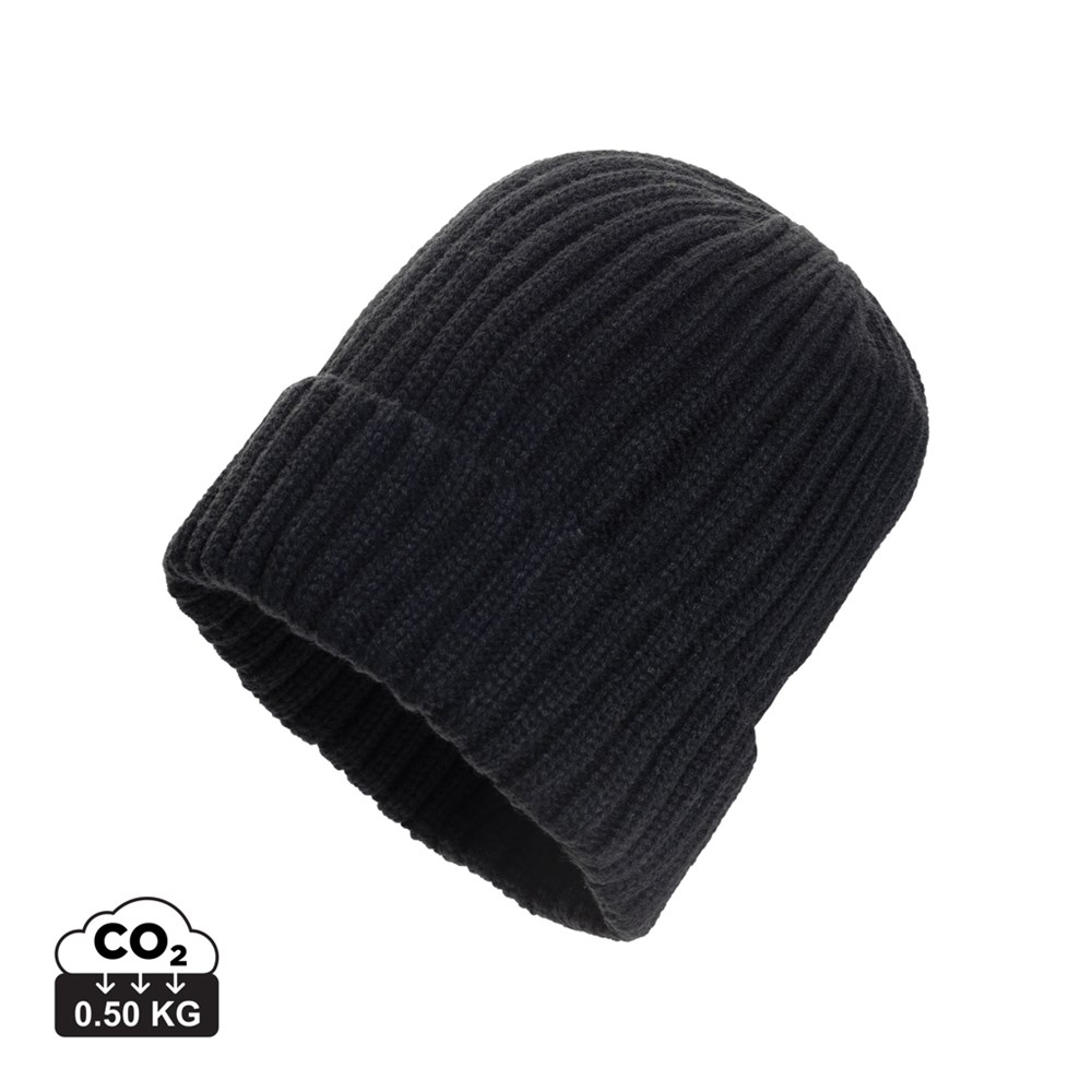 Kennedi AWARE Polylana Beanie in modernem Rippenstrick für Events und Messen