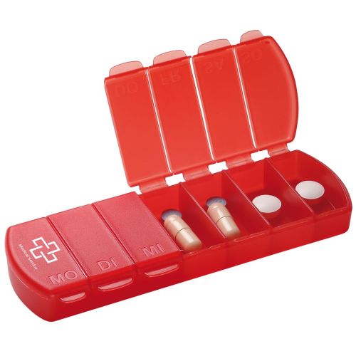 Aufbewahrungsdose "Seven Days" - Praktischer Wochenplaner aus lebensmittelechtem Kunststoff, ideal als strahlendes Werbegeschenk mit Logo.