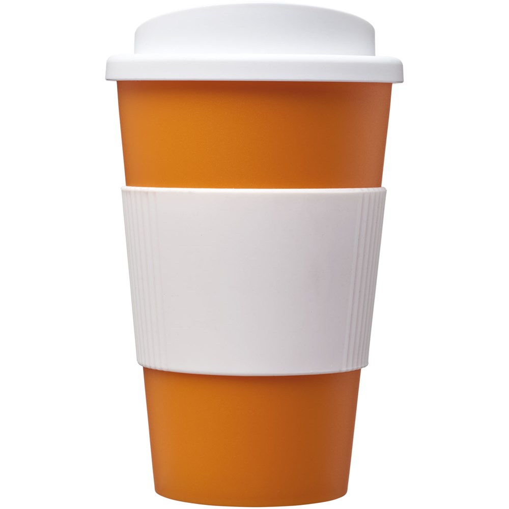 Americano® 350 ml Werbe-Isolierbecher mit farbigem Silikonring, BPA-frei