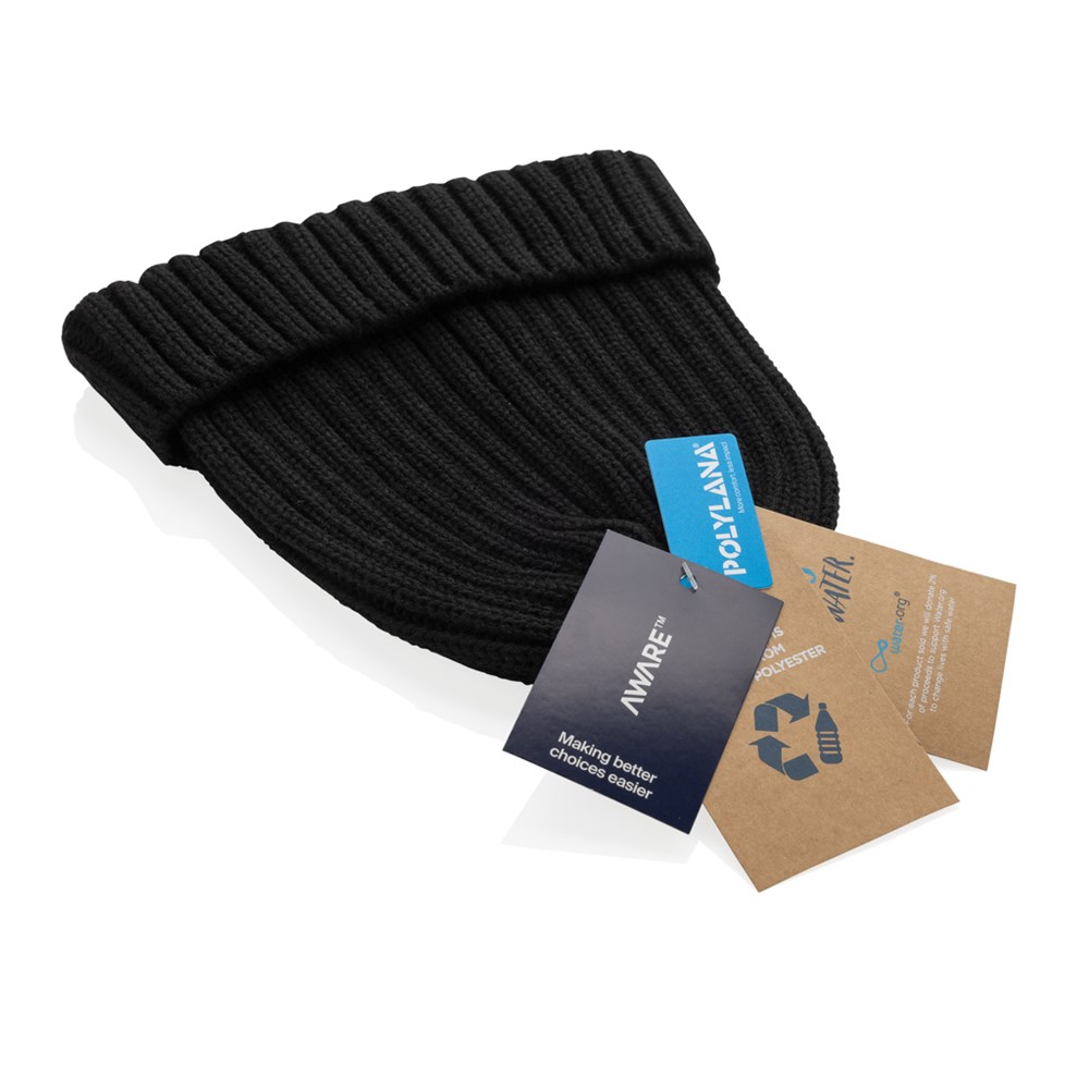 Kennedi AWARE Polylana Beanie in modernem Rippenstrick für Events und Messen