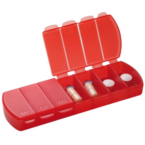 Aufbewahrungsdose "Seven Days" - Praktischer Wochenplaner aus lebensmittelechtem Kunststoff, ideal als strahlendes Werbegeschenk mit Logo.