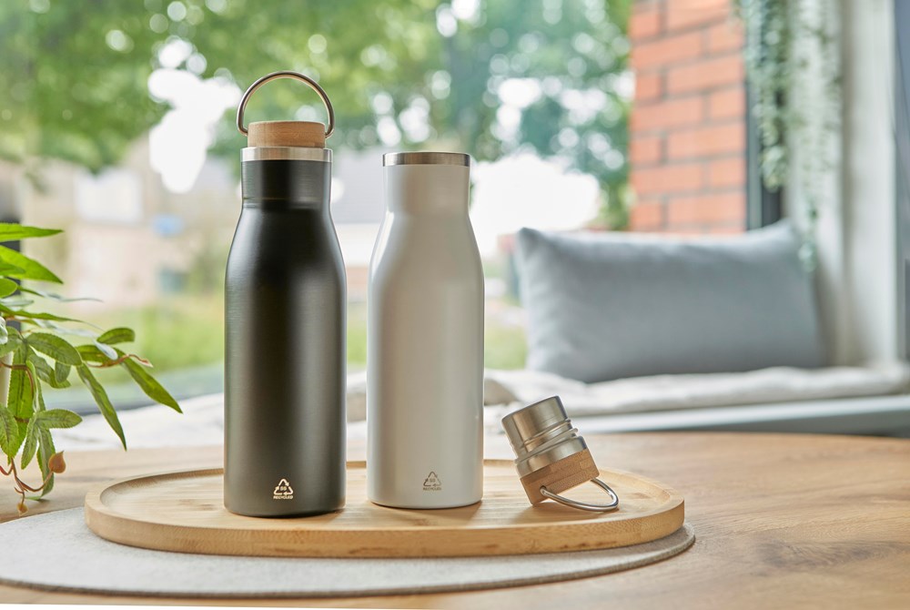 Recycelte Edelstahl-Trinkflasche Aline – Perfektes Werbegeschenk mit Logo