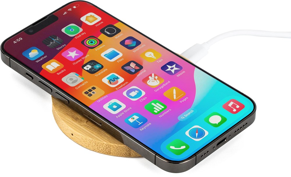 Bambus Wireless Ladepad 'Westminster' – Perfektes Werbegeschenk mit Logo