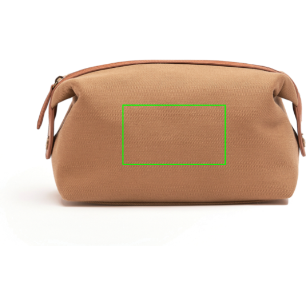 Standskizze: Druckverfahren Siebdruck Transfer auf Position „Artikel Rückseite“ – VINGA Sloane Kulturtasche aus RCS-recyceltem Polyester, bedruckbar