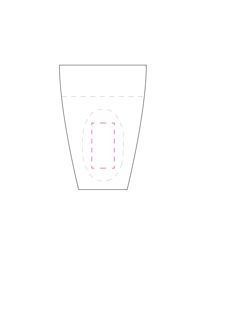 Standskizze: Druckposition „auf die abgeflachten Griffflächen (max. 25×40 mm)“ – Trinkbecher Midi Cup 0,3 l – Mehrwegbecher aus Kunststoff