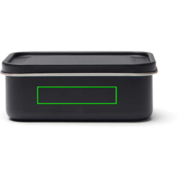 Standskizze: Druckverfahren Tampondruck auf Position „Artikel Vorderseite“ – VINGA Parks Lunchbox aus RCS-Edelstahl 750 ml, schwarz, mit Logo veredelbar
