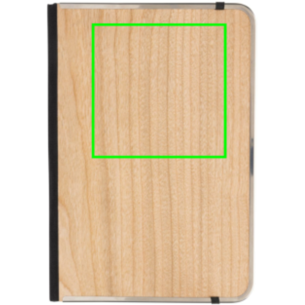Standskizze: Druckverfahren CO2 Gravur auf Position „Artikel Rückseite oben“ – XD Collection Treeline A5 Notizbuch mit Holzeinband – mit Logo bedruckbar