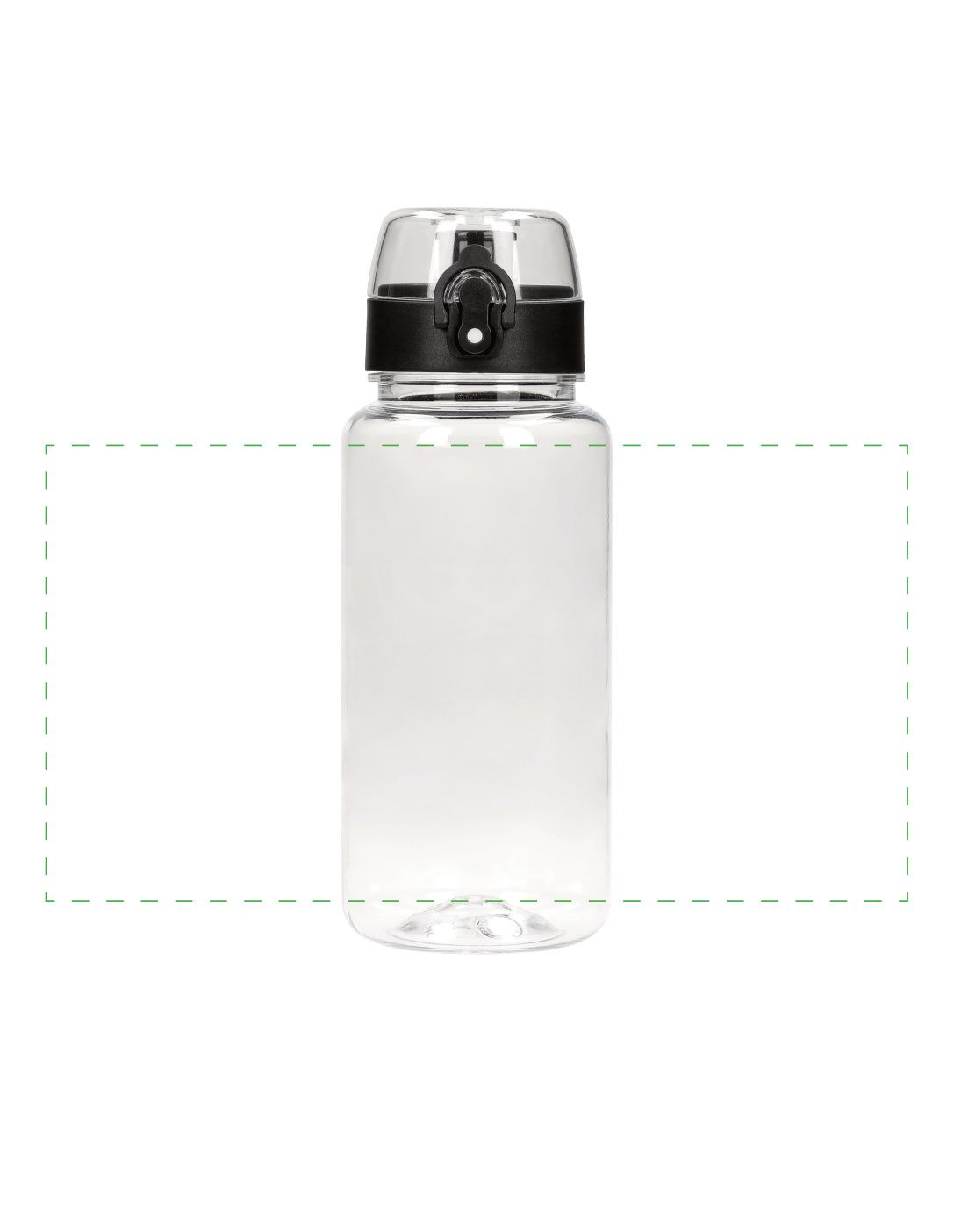 Standskizze: Druckposition „rundum (max. 207×110 mm)“ – Trinkflasche Oasis 400 ml – Tritan mit Klappverschluss
