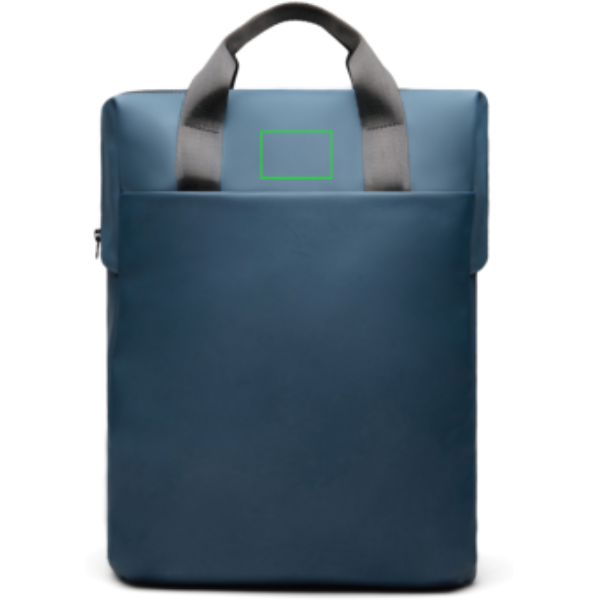 Standskizze: Druckverfahren PU-Etikett Baltimore marineblau auf Position „Artikel Vorderseite oben“ – VINGA Baltimore RCS Tote-Rucksack mit Logo bedrucken