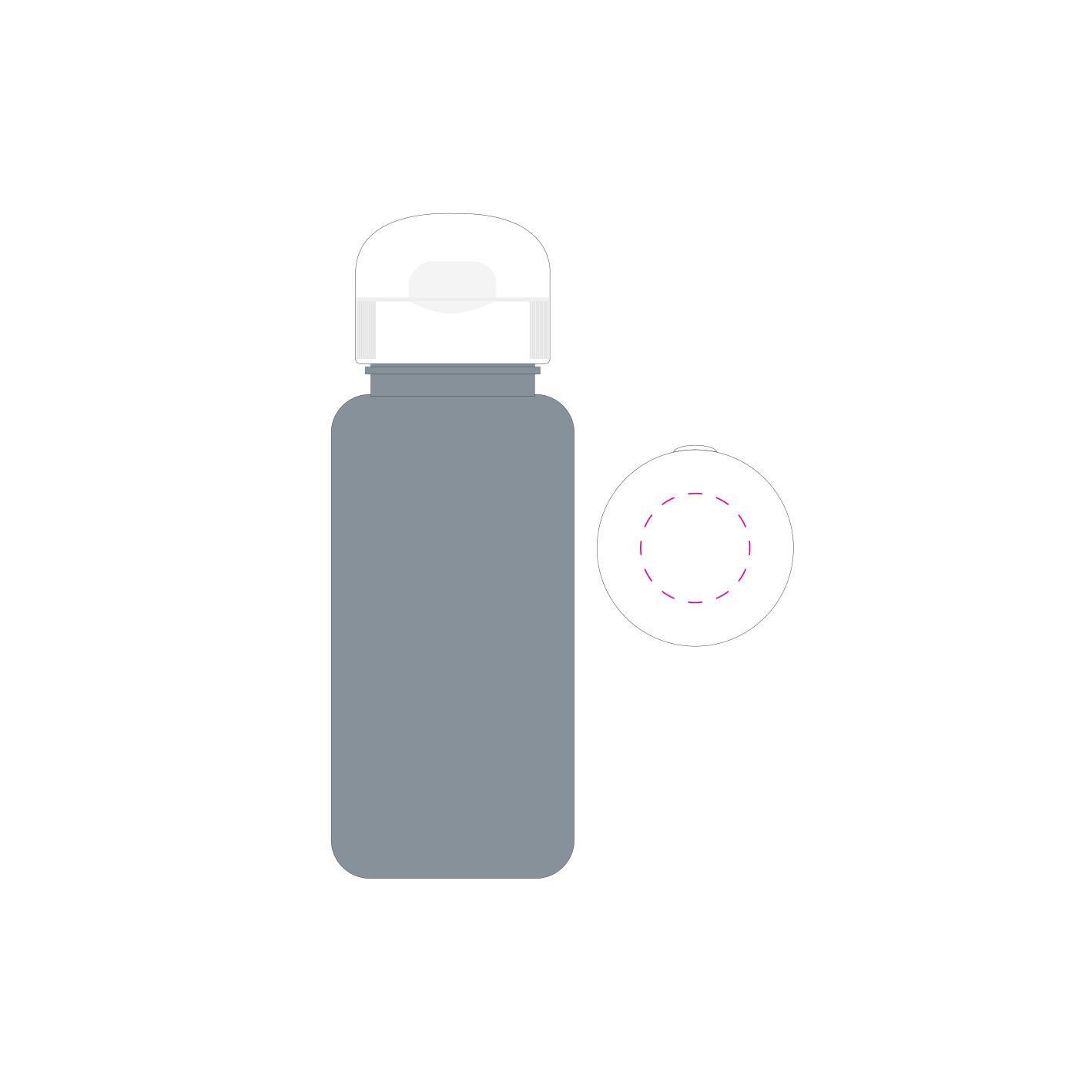 Standskizze: Druckposition „auf Deckel (max. Ø 30 mm)“ – Trinkflasche Sports 400 ml – aus recyceltem PET, Made in Germany