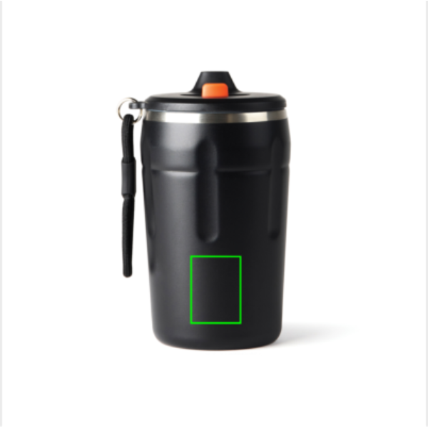 Standskizze: Druckverfahren Lasergravur auf Position „Artikel Rückseite (max. 30 x 40 mm)“ – Nordic Drift Trail RCS Coffee Mug 350 ml mit Schiebedeckel