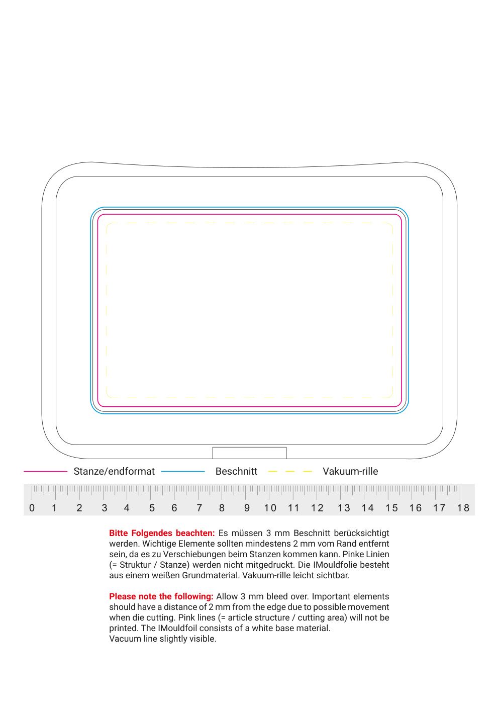 Standskizze: Druckposition „mittig, innerhalb der Kontur (max. 134×87 mm)“ – Vorratsdose School-Box groß – Brotzeitdose mit Klickverschluss, 177 × 133 × 69 mm