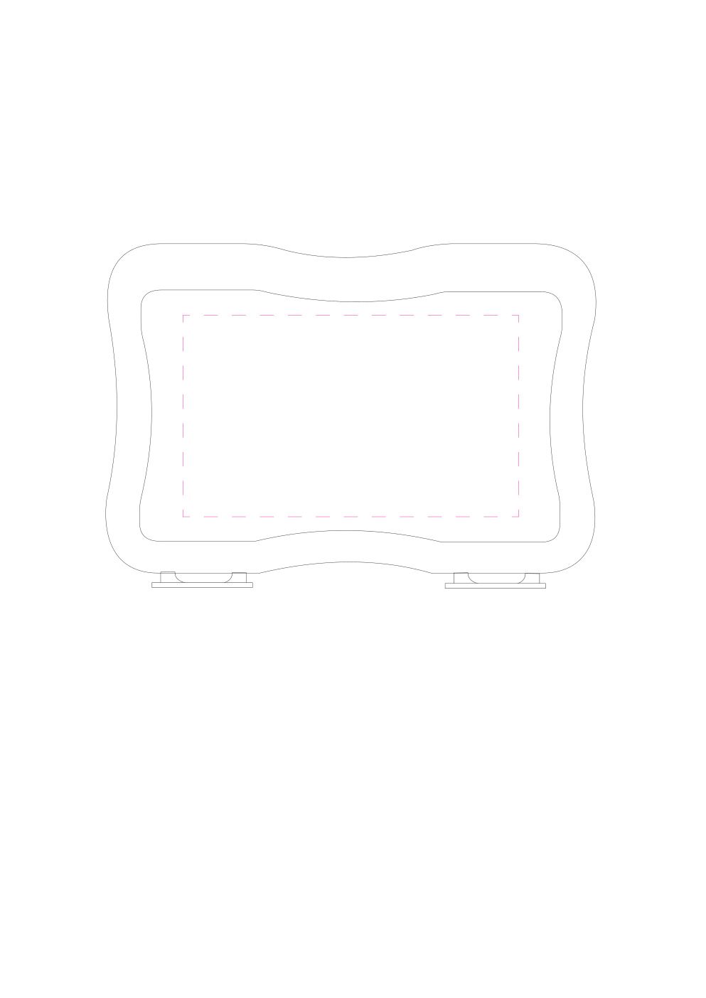 Standskizze: Druckposition „auf den Deckel (max. 60×100 mm)“ – Brotzeitdose Wave klein – Kunststoff mit 2 Klickverschlüssen, 147 mm