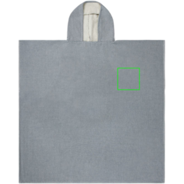 Standskizze: Druckverfahren Siebdruck Transfer auf Position „linke Brustseite“ – VINGA Tolo Hamam Frottee Strandponcho gelb, 100 × 95 cm, OEKO-TEX