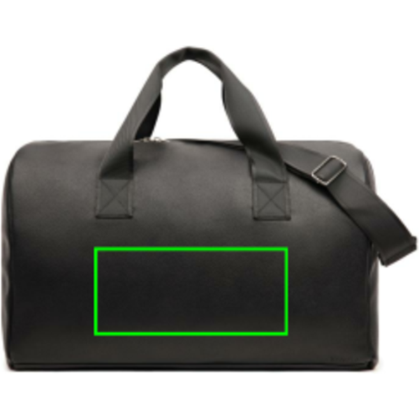 Standskizze: Druckverfahren Siebdruck Transfer auf Position „Artikel Vorderseite“ – VINGA Bermond Wochenendtasche aus recyceltem PU, RCS-zertifiziert