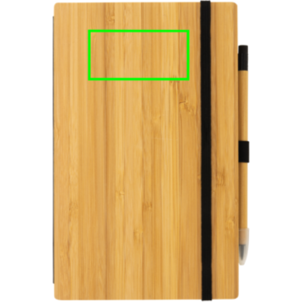 Standskizze: Druckverfahren Tampondruck auf Position „Artikel Vorderseite oben“ – XD Collection Bambus-Notizbuch mit Infinity-Bleistift im Set — bedruckbar