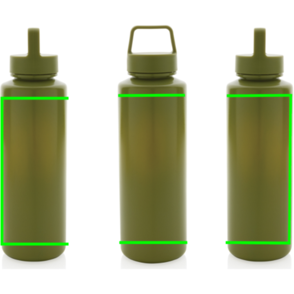 Standskizze: Druckverfahren 360°-Rundum-Digitaldruck auf Position „Artikel (max. 210 x 150 mm)“ – XD Collection Wasserflasche mit Henkel 500 ml aus 97 % RCS-rPP