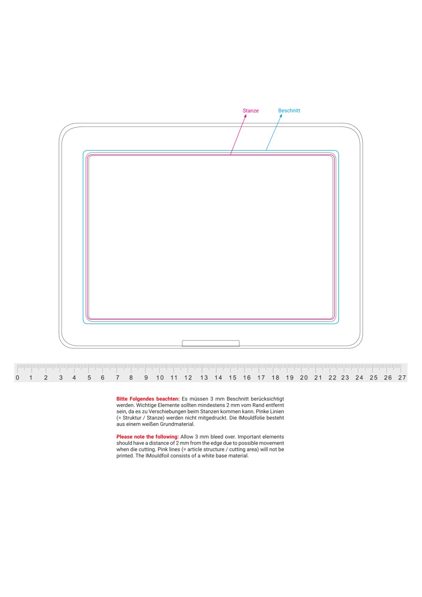 Standskizze: Druckposition „Mittig auf Deckel (max. 122×180 mm)“ – Vorratsdose Picknick – Kunststoff-Brotdose 215 × 158 × 71 mm mit Klickverschluss