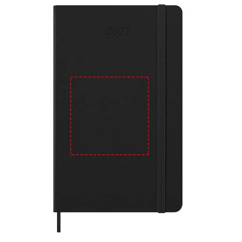 Standskizze: Druckverfahren Farbprägung auf Position „Vorderseite“ – Moleskine Hardcover 12 Monate Wochenkalender L horizontal