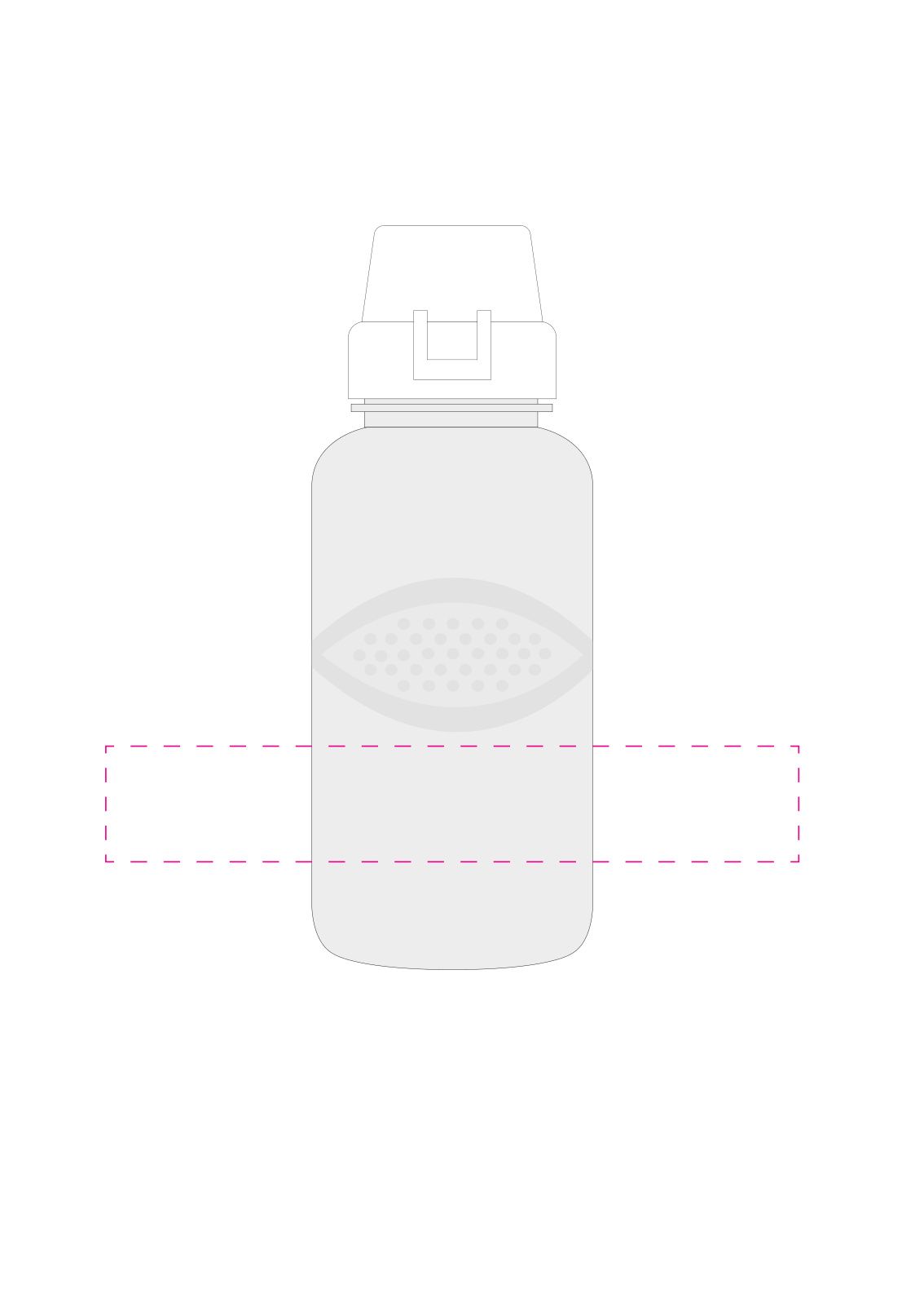 Standskizze: Druckposition „mittig (max. 180×30 mm)“ – Trinkflasche Carve School 500 ml – Tritan mit Griffmulden