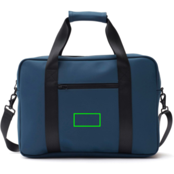 Standskizze: Druckverfahren PU-Etikett Baltimore marineblau auf Position „Artikel Vorderseite“ – VINGA Baltimore Laptoptasche 17 Zoll – bedruckbar