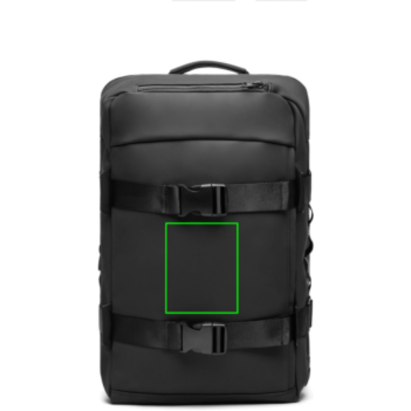 Standskizze: Druckverfahren Siebdruck Transfer auf Position „Artikel Vorderseite“ – VINGA Baltimore RCS Abenteuer-Rucksack 30 L mit Logo bedruckbar