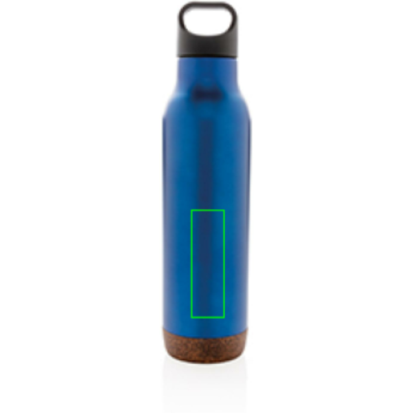Standskizze: Druckverfahren Tampondruck auf Position „Artikel Vorderseite unten“ – XD Collection Vakuum-Flasche mit Kork 600 ml – auslaufsicher, gravierbar