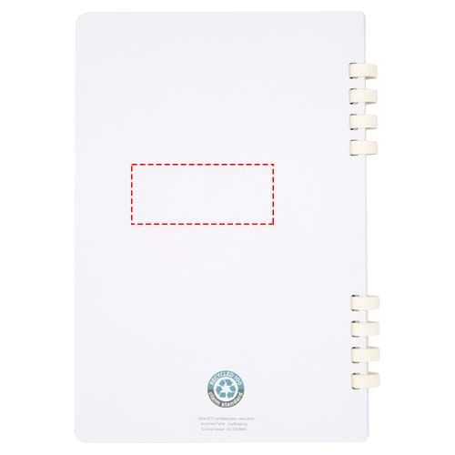 Standskizze: Druckverfahren Tampondruck auf Position „Rückseite“ – Fil A5 Hardcover Spiralnotizbuch aus recyceltem Papier